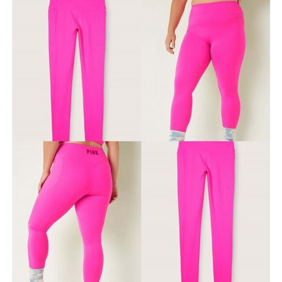 Victoria’s Secret PINK Active Magenta Leggings Medium Pockets - Picture 1 of 8